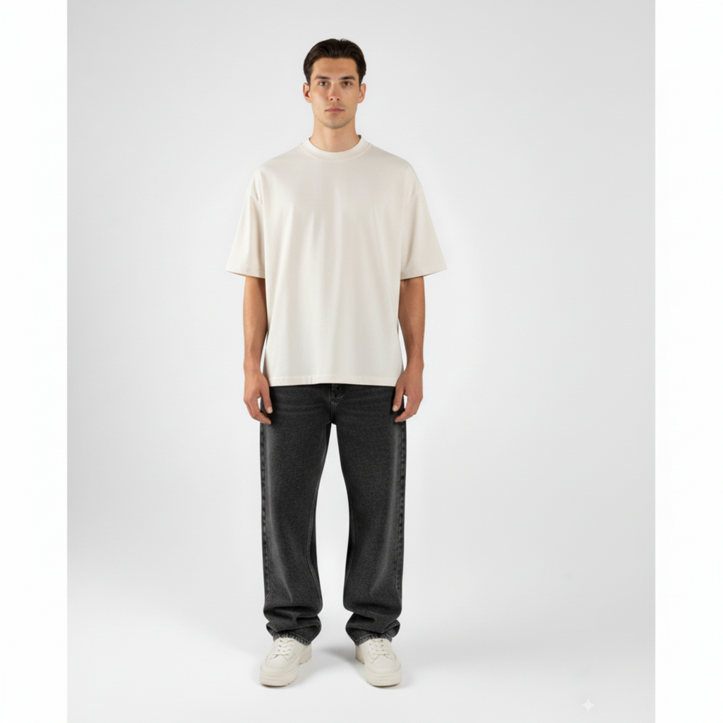 Boxy Fit Tee 250gms | Color Bone